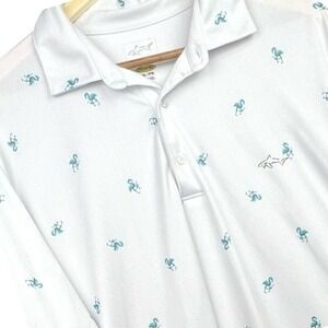 Greg Norman Play Dry Men's Performance Golf Polo White Flamingo Short Sleeve XXL